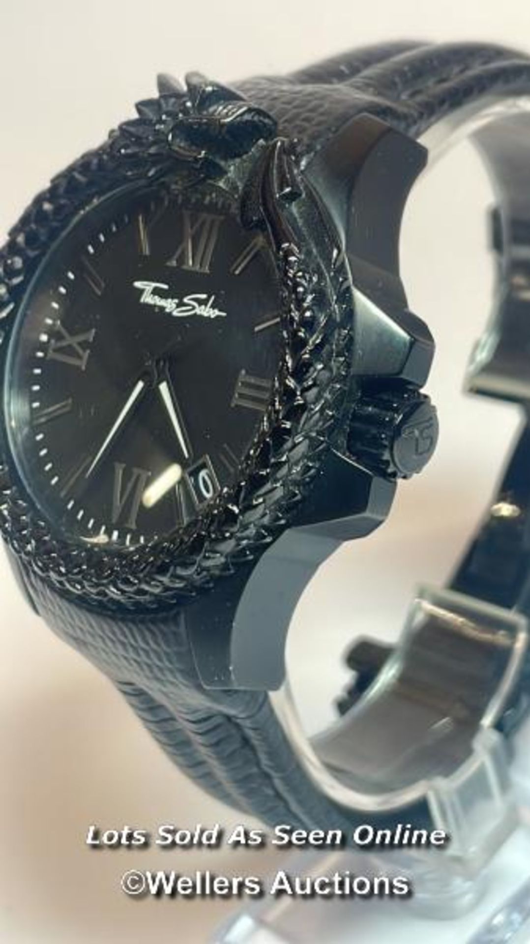 Thomas Sabo matt black stainless-steel wristwatch with dragon motif no. WA0230, with box, 4.4cm - Image 3 of 14