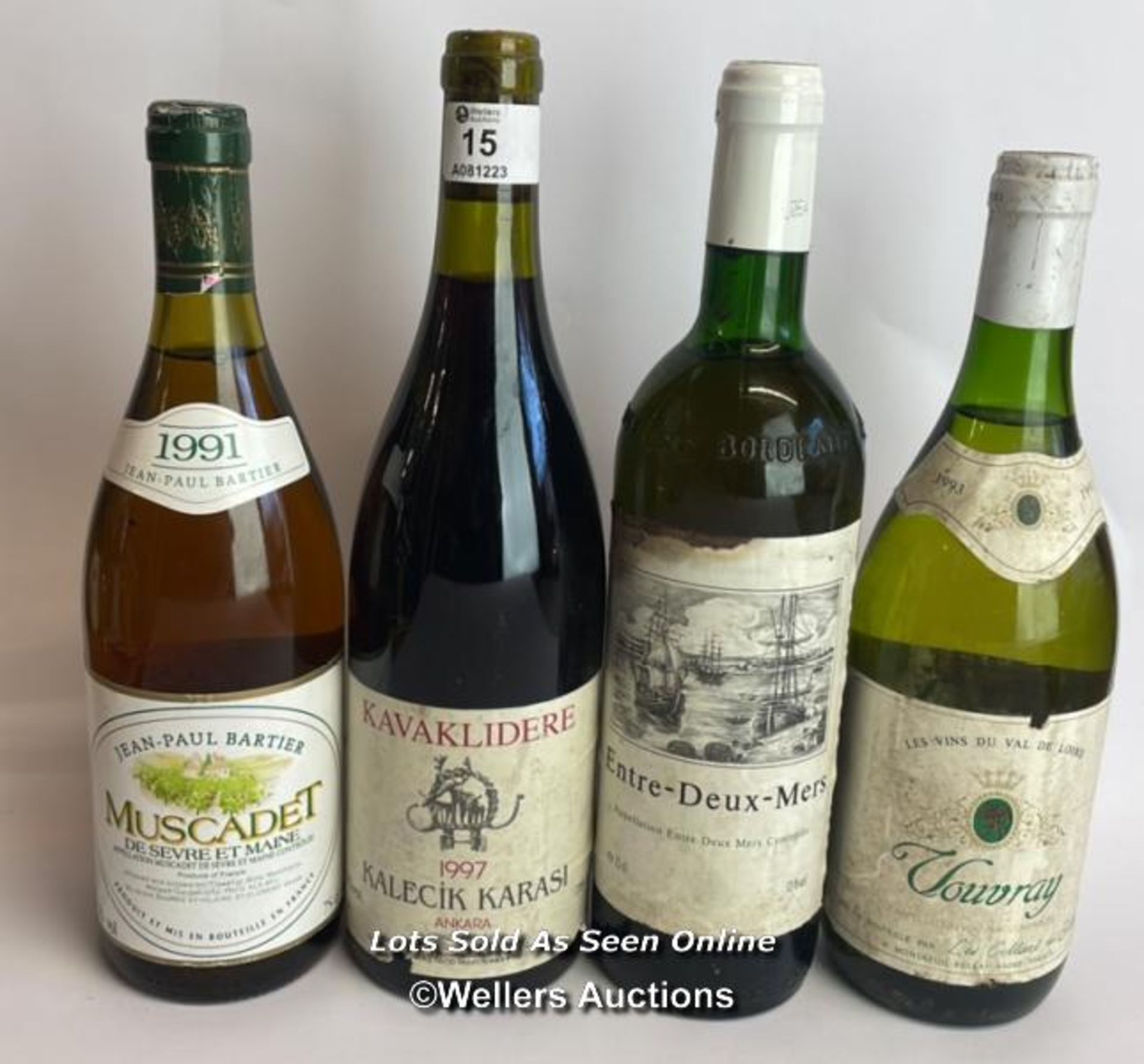 Four bottles of vintage wine Inc. 1997 Kavaklidere Kalecik Karasi, 1991 Jean-Paul Bartier Muscadet