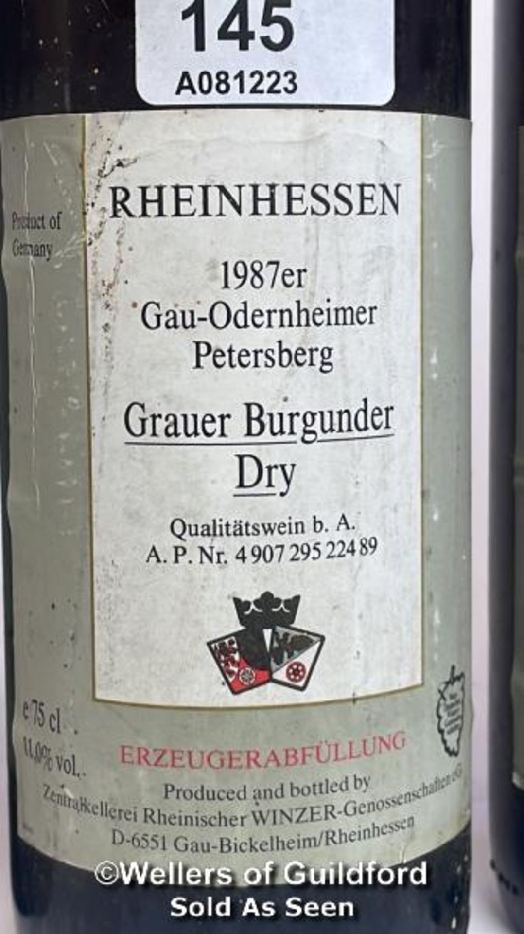 Three bottles of 1987 Rheinhessen Grauer Burgunder Dry, 75cl, No vol indicated / Please see images - Image 2 of 4