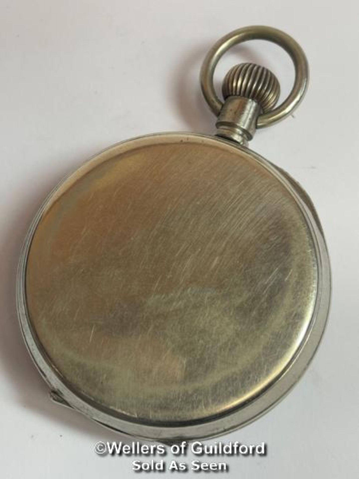 Argentan Goliath pocket watch in shagreen traveling /display case. Top winding mechanism, nickle - Image 4 of 7