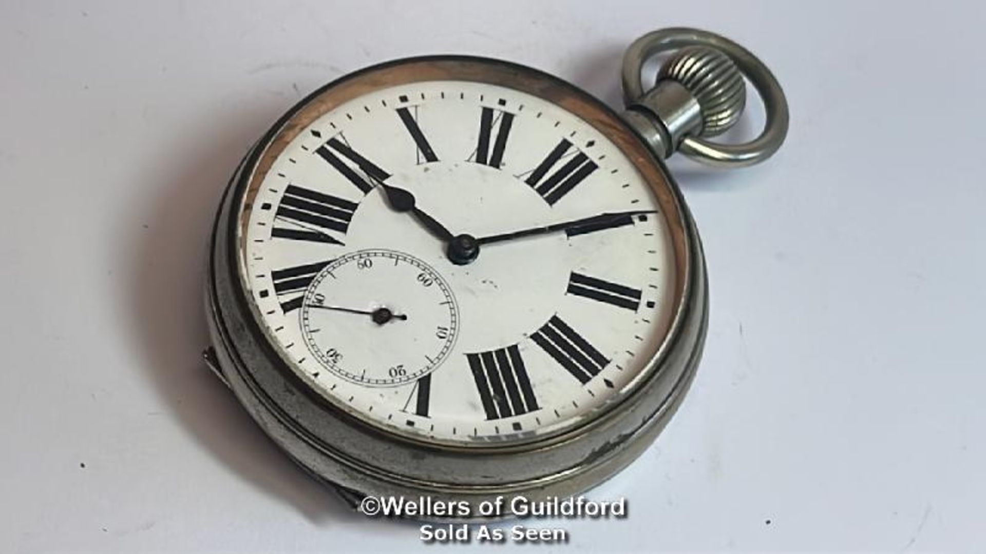 Argentan Goliath pocket watch in hallmarked silver travel / display case. Top winding mechanism - Bild 5 aus 8