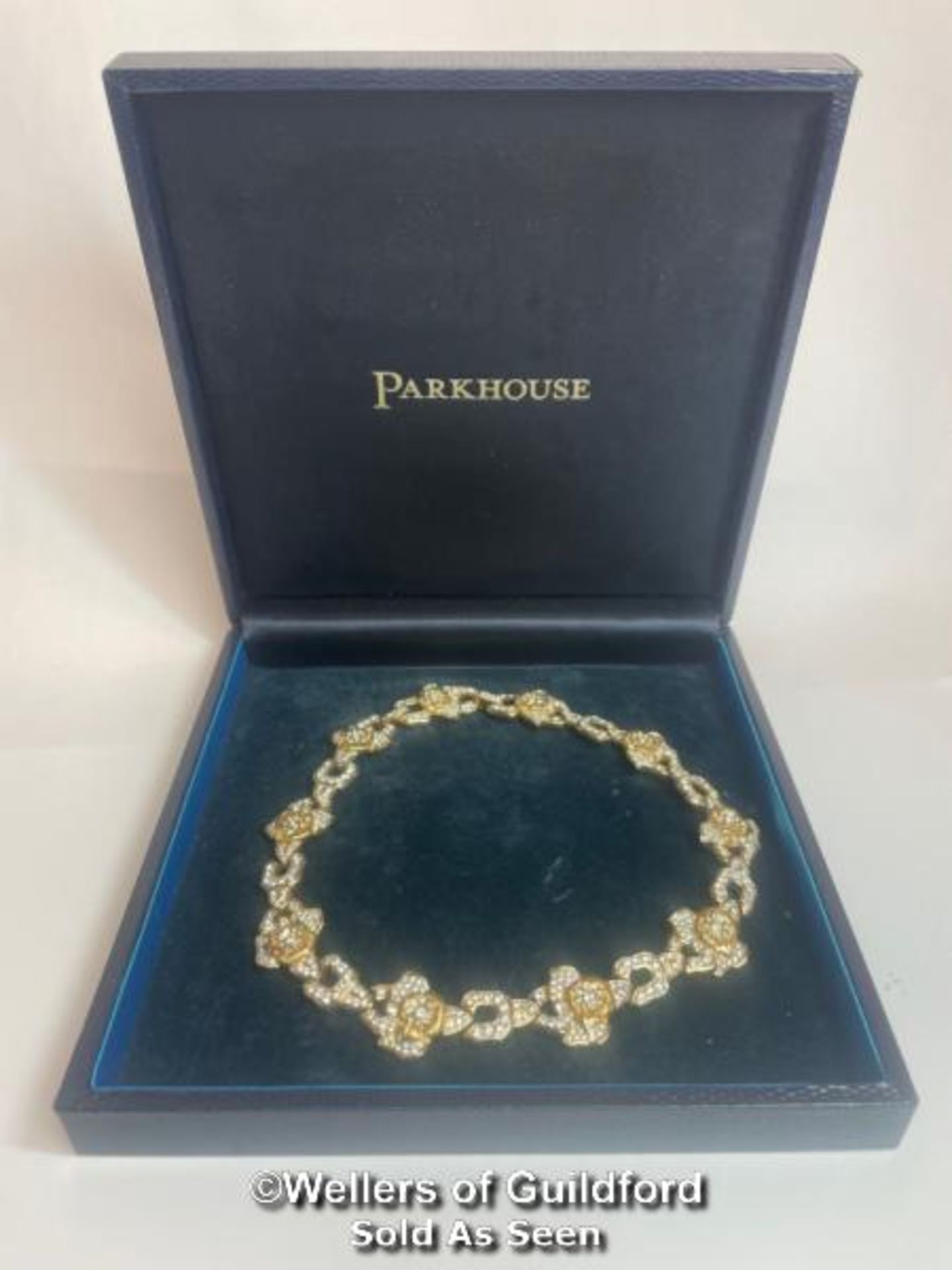 Swarovski crystal collar necklace in gold tone metal. Lenth 17"/ 44cm - Image 6 of 6