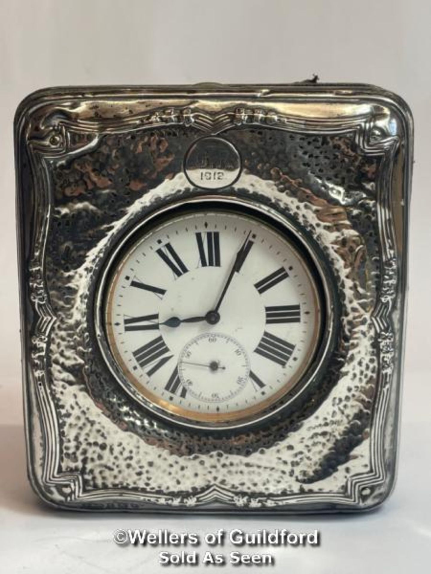 Argentan Goliath pocket watch in hallmarked silver travel / display case. Top winding mechanism