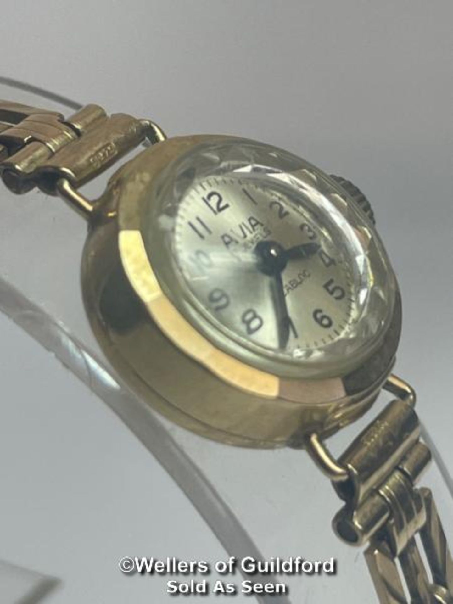 1960's gold cocktail watch by Avia, on flexible link bracelet hallmarked Birmingham 1967. weight - Bild 3 aus 8