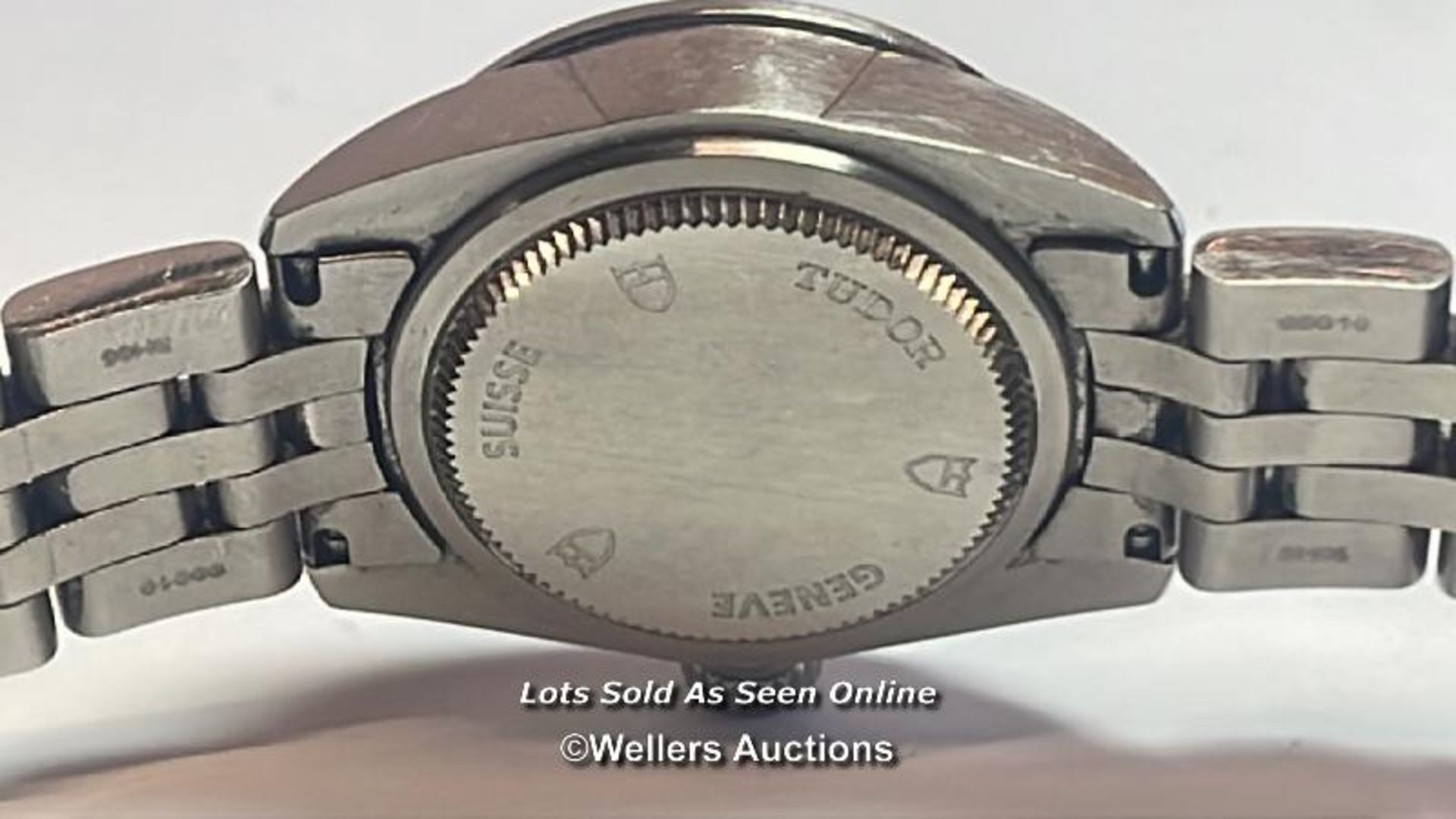 Tudor Geneve stainless steel wristwatch model M15000, 2.5cm dial with ten round brilliant cut - Image 7 of 12