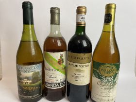 Four bottles of vintage wines inc. 1986 Margaux Chateau Notton, 1993 Willow Heights Chardonnay, 1985