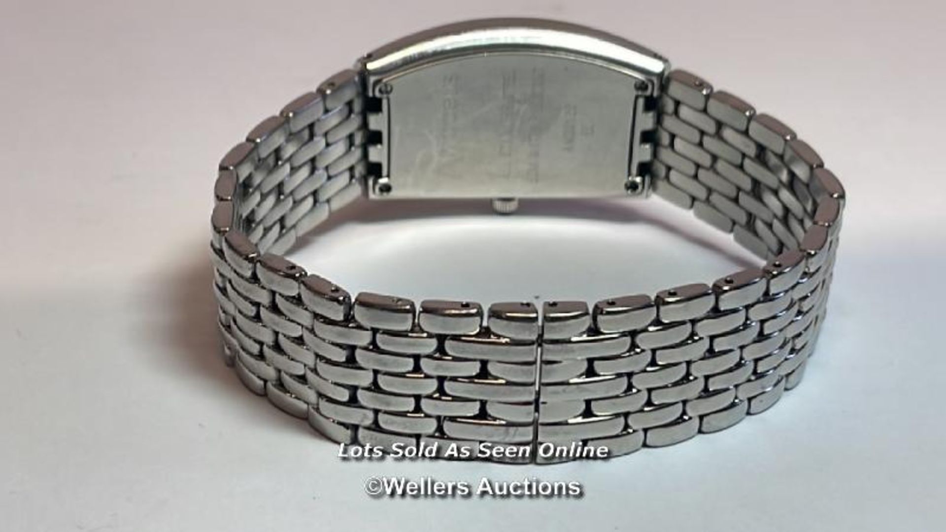Amadeus stainless steel wristwatch, quartz movement with tank style case and brick link bracelet. In - Image 9 of 16