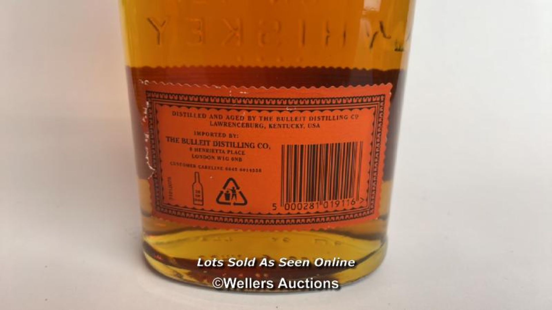 Bulleit Bourbon, 70cl, 40% vol / Please see images for fill level and general condition. Please be - Image 5 of 5
