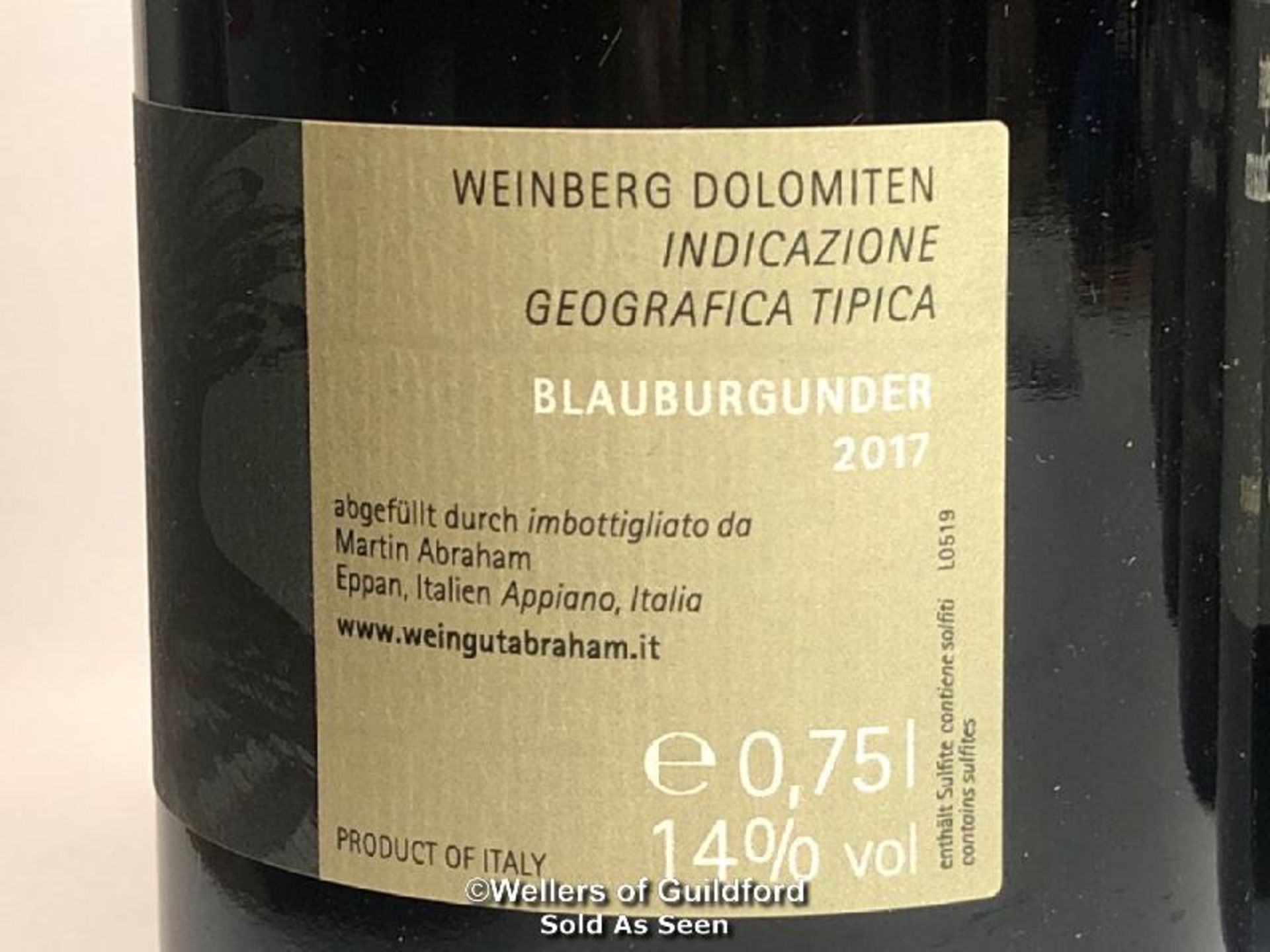 SIX BOTTLES OF 2017 BLAUBURGUNDER RED, WEINGUT ABRAHAM, ALTO ADIGE, 75CL, 14% VOL / THIS LOT - Image 3 of 3