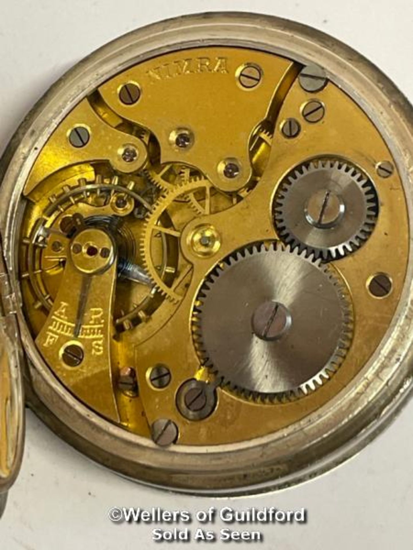 Nimra pocket watch in silver case stamped 925, 5cm diameter, without glass, not in working order - Image 4 of 4