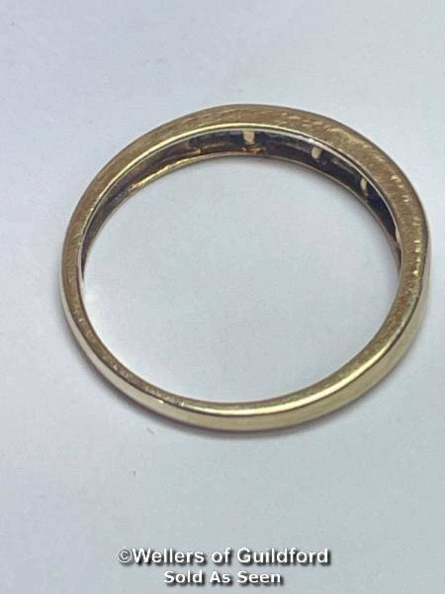 Diamond eternity half set band ring in hallmarked 9ct gold with baguette, taper baquette and - Image 3 of 5