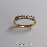 Diamond half eternity ring in 18ct hallmarked gold, London 1983. Diamond weight approximately 0.