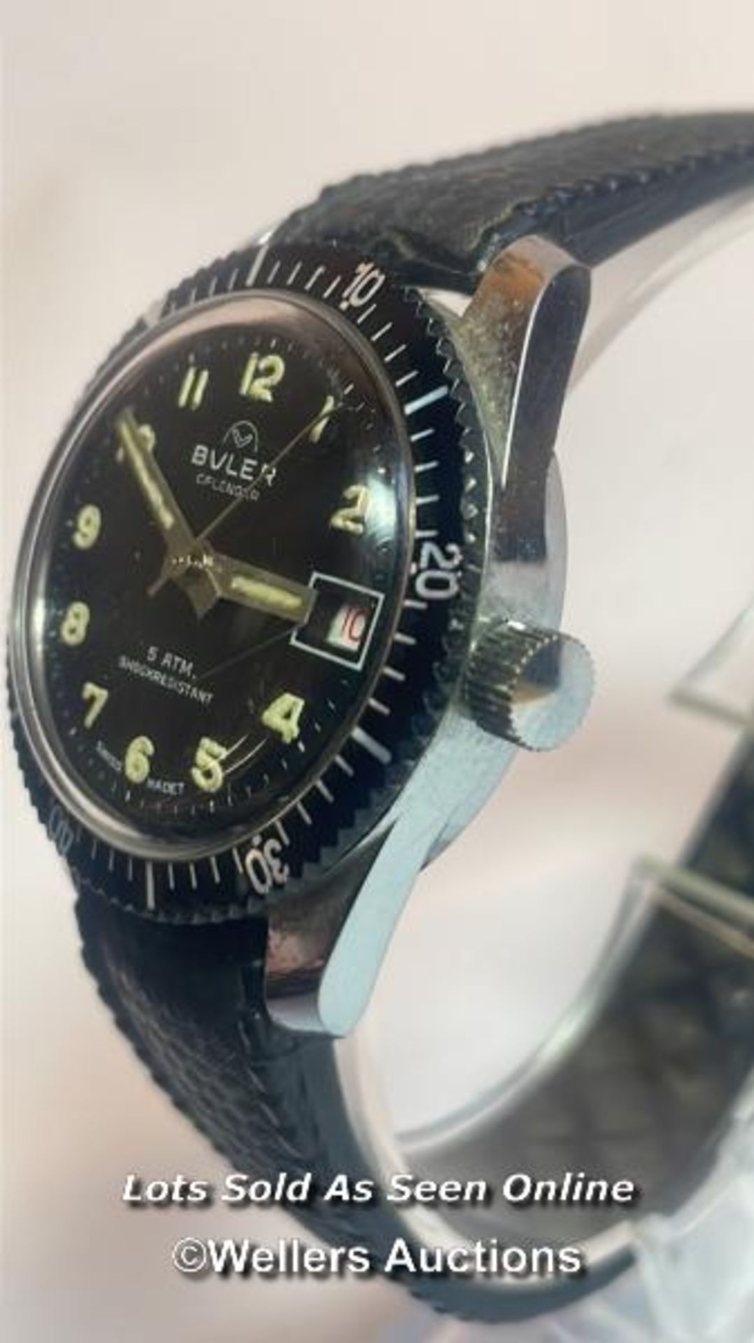 Vintage Buler 5 ATM divers wristwatch no.1368C, 2.8cm diameter dial - Image 3 of 10