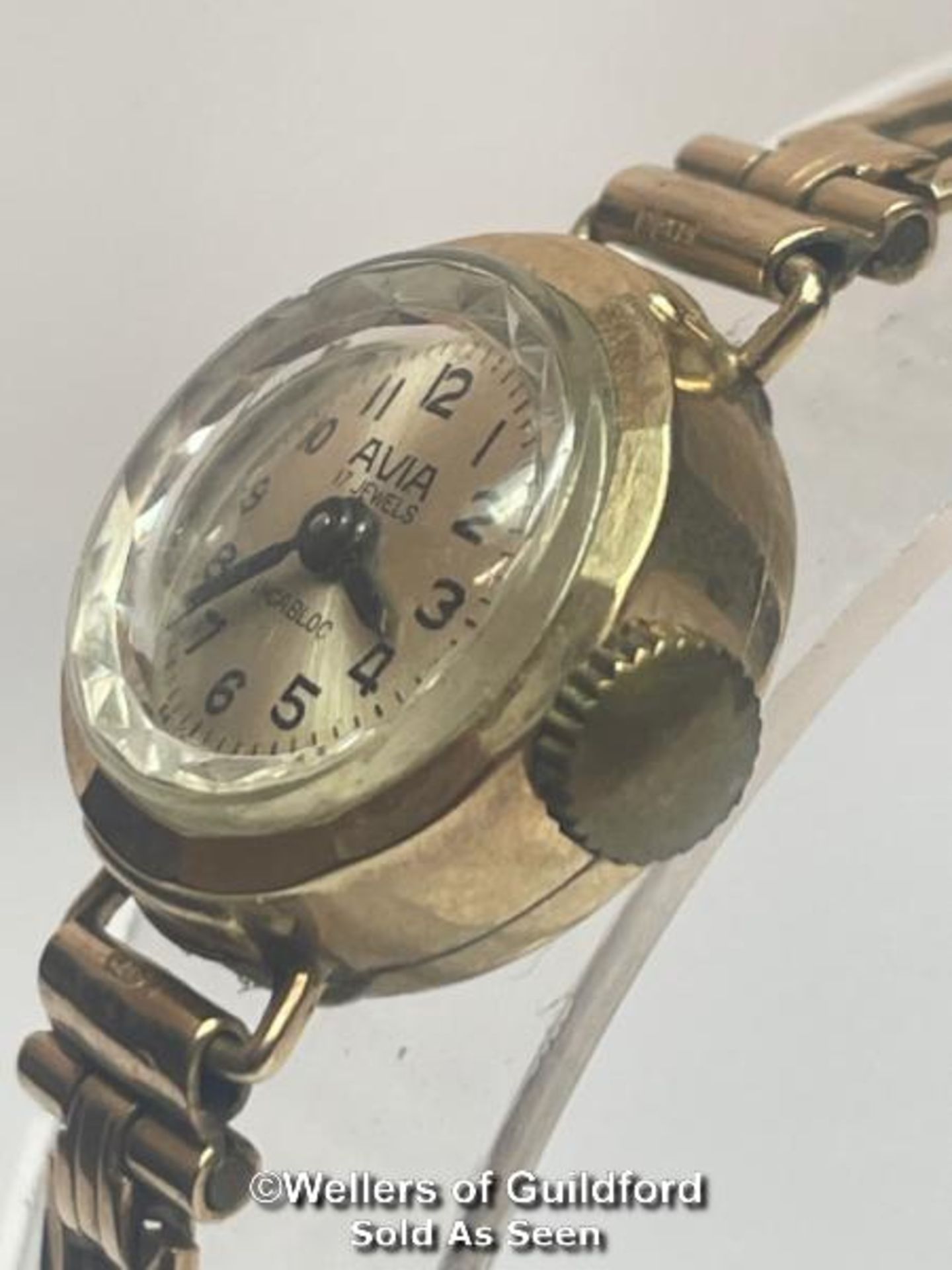 1960's gold cocktail watch by Avia, on flexible link bracelet hallmarked Birmingham 1967. weight - Image 2 of 8