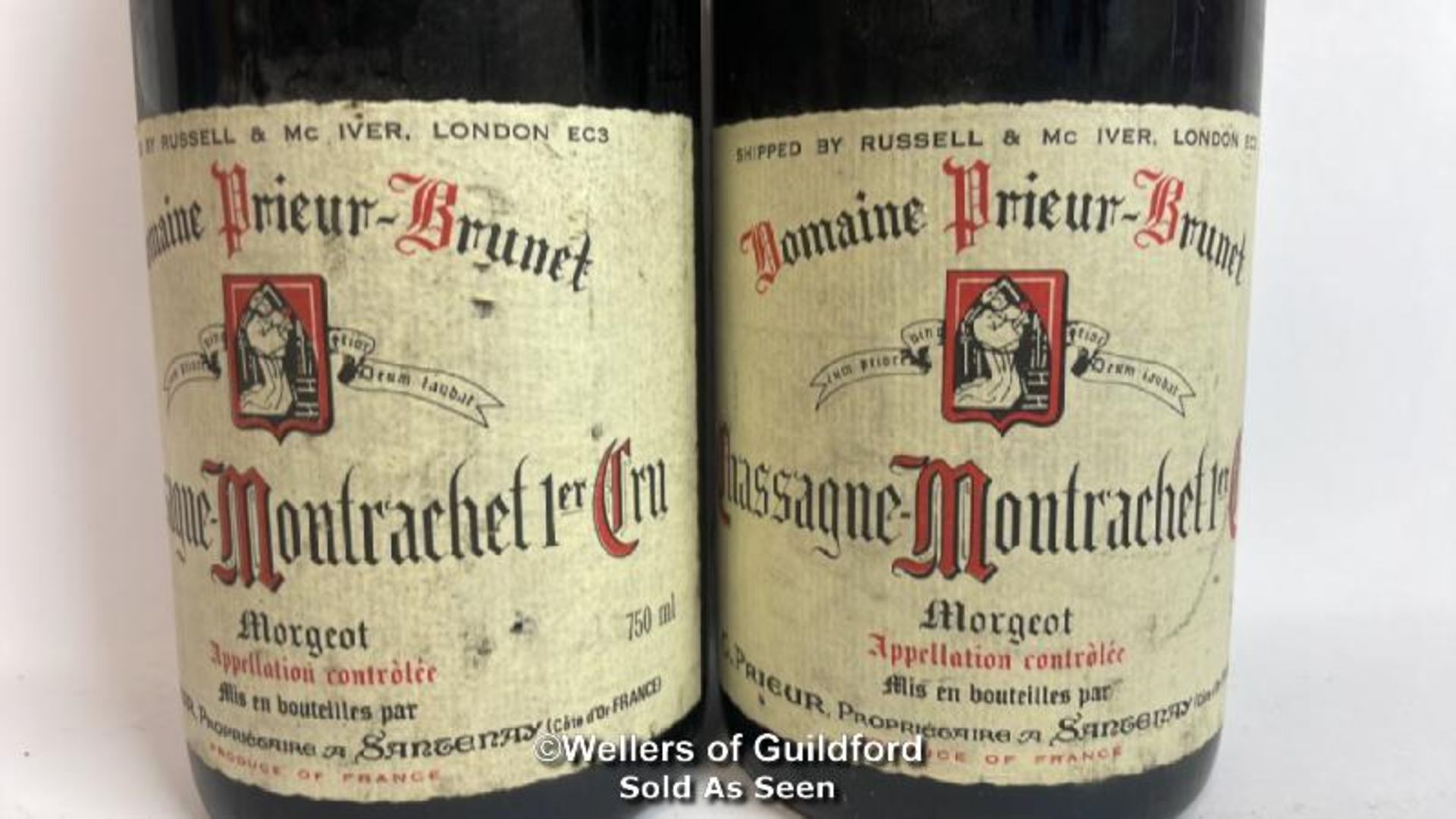 Two bottles of 1985 Domaine Prieur-Brunet Chassagne-Montrachet Premier Cru, 75cl, No vol indicated / - Image 2 of 3