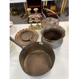 LARGE COPPER PAN WITH METAL HANDLE