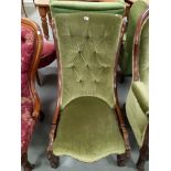 VICTORIAN MAHOGANY FRAMED PARLOUR CHAIR