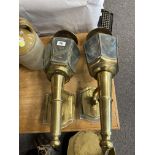 PAIR OF REPRODUCTION BRASS CARRIAGE LAMP