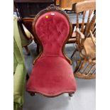 VICTORIAN BUTTON BACK OPEN ARMCHAIR