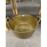 LARGE VICTORIAN BRASS TWO HANDLED JAM PA