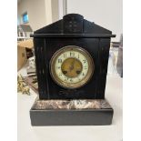 VICTORIAN SLATE AND MARBLE MANTLE CLOCK