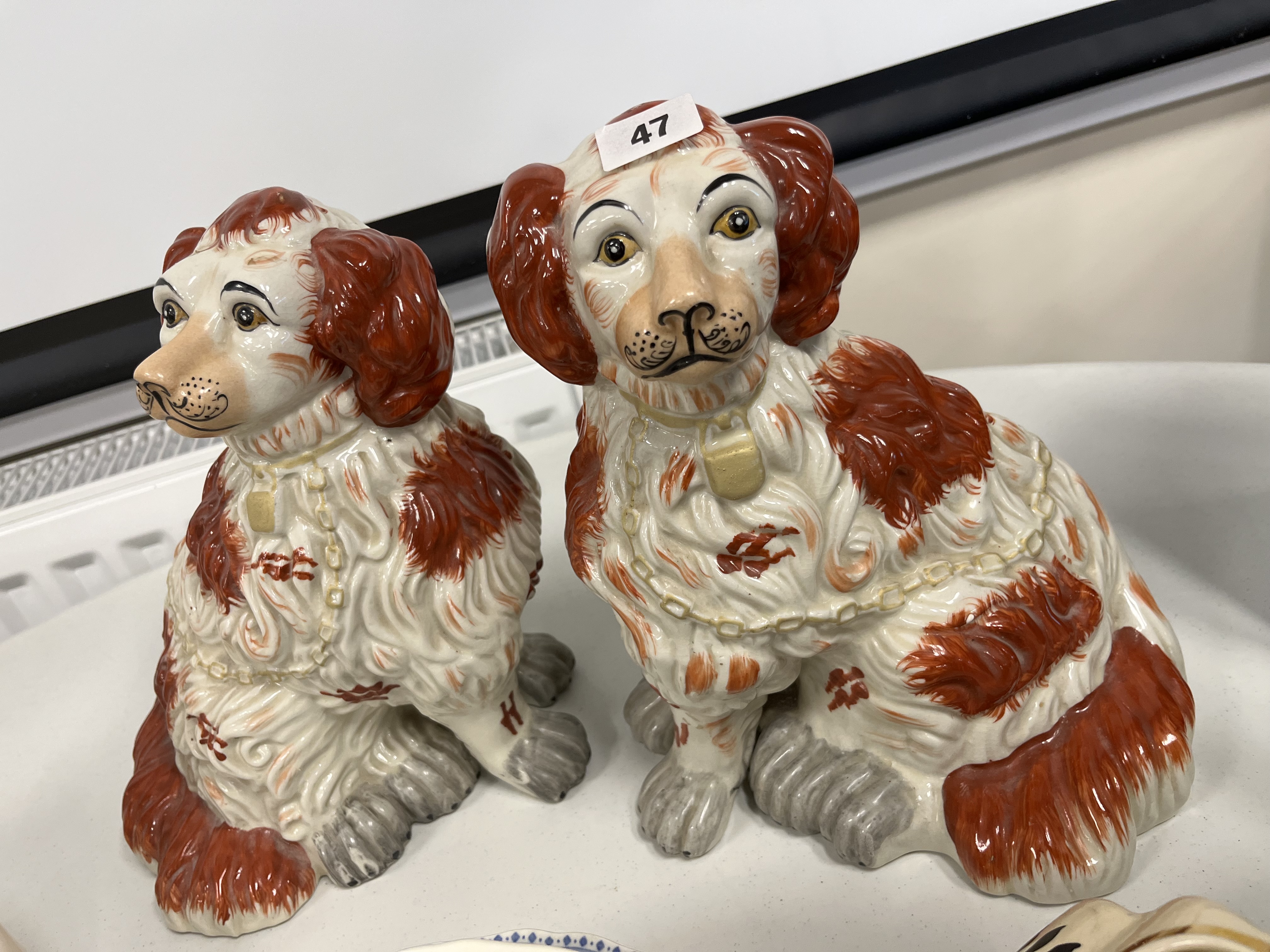 PAIR OF VICTORIAN STAFFORDSHIRE DOGS