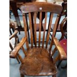 LARGE 19 CENTURY BEECH COUNTRY ARMCHAIR