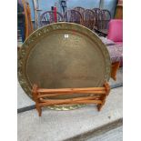 LARGE ISLAMIC BRASS TABLE ON STAND