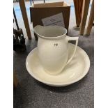 WHITE GLAZED WADE JUG & BOWL SET