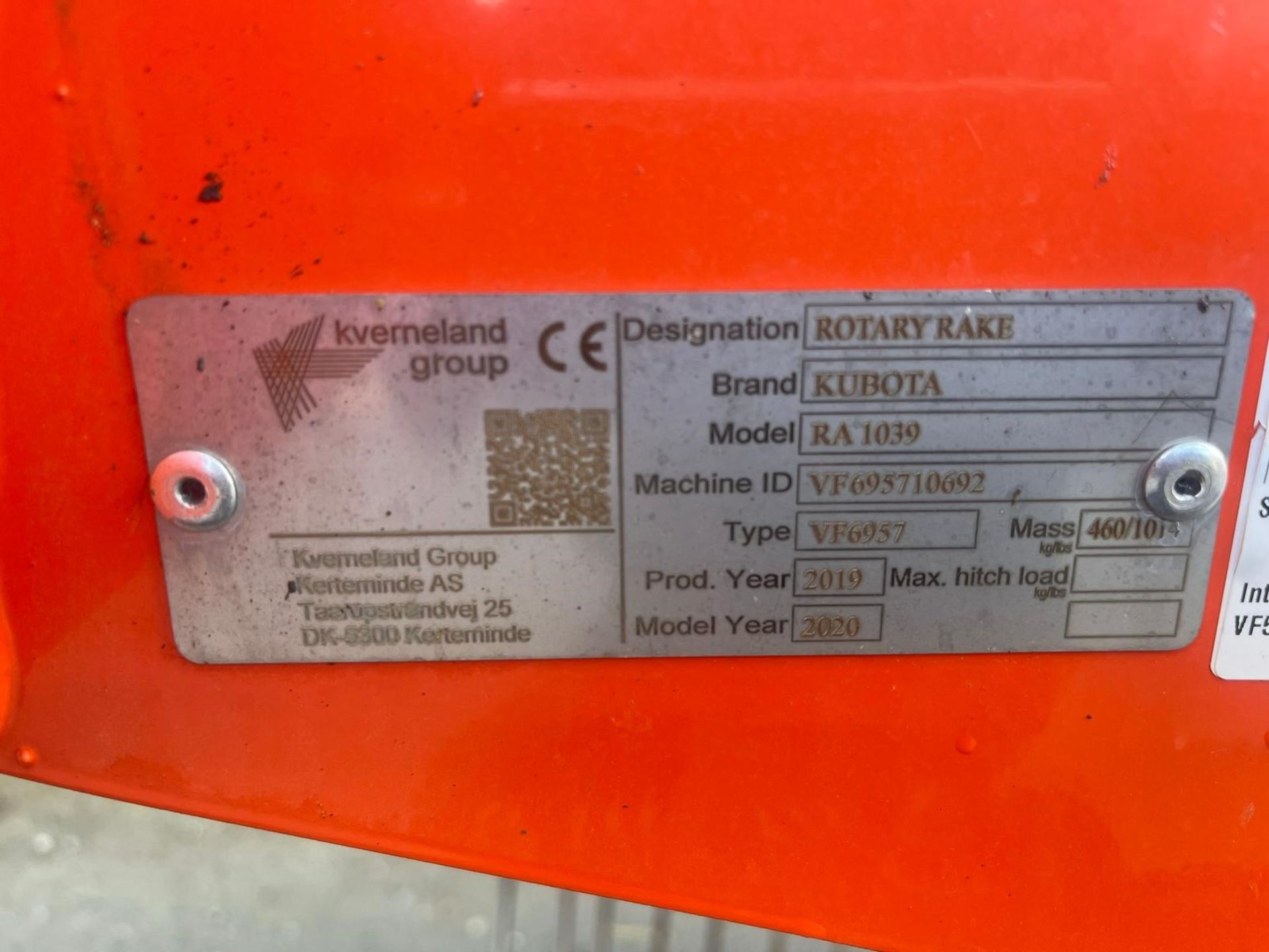 2019 KUBOTA RA1039 SINGLE ROTA RAKE - Image 5 of 6