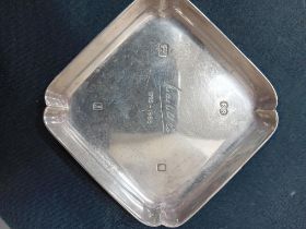 SQUARE SILVER DISH HALLMARKED ENGRAVED