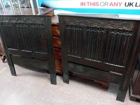 PAIR OF 19TH CENTURY OAK LINEN HEADBOARD