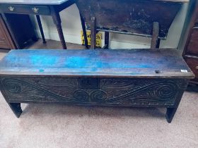 SMALL 17th CENTURY CARVED OAK COFFER