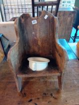 VICTORIAN PINE CHILDS COMMODE CHAIR