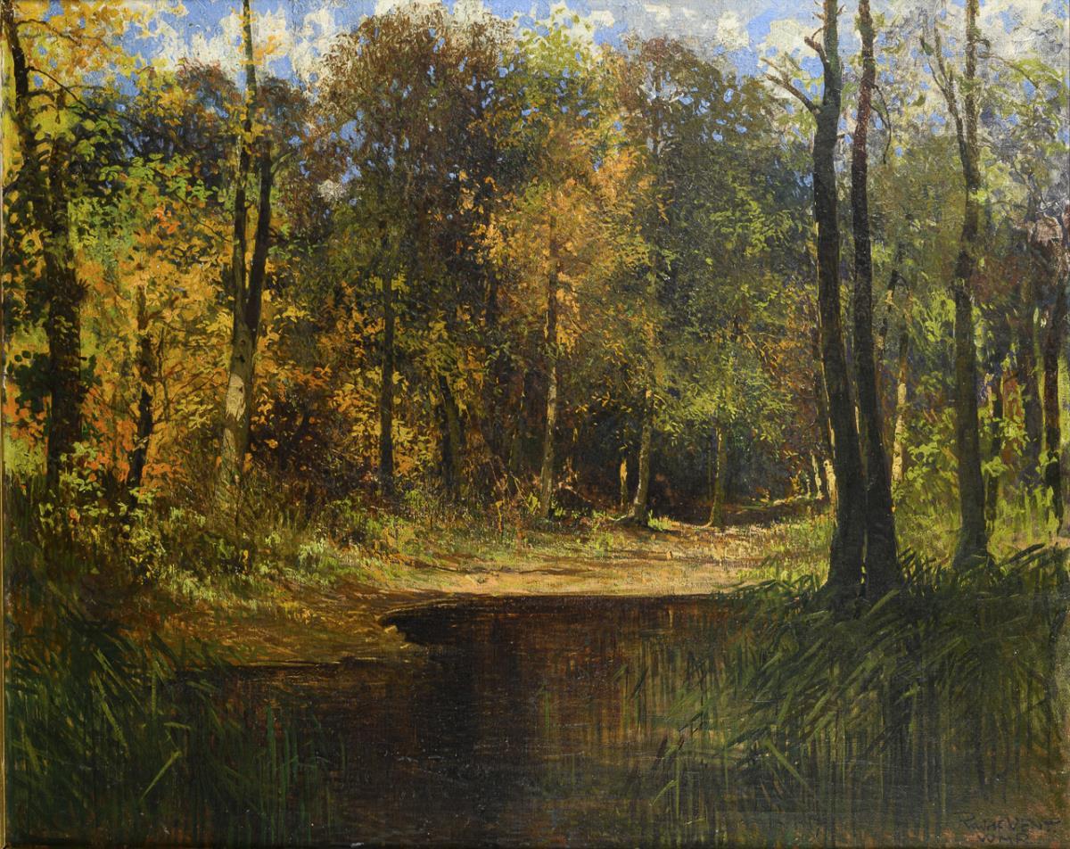 VENT, Rudolf (1880 Niedergrunstedt - 1948 Weimar). Sonnige Waldlandschaft.