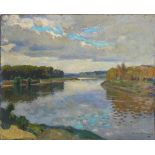 Russischer Maler: Flusslandschaft.
