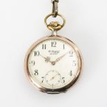 Silberne Taschenuhr mit Uhrenkette "C. Retzlaff, Ostrowo".. OMEGA.