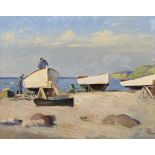 CHRISTENSEN, Svend Sinding (1898 Kopenhagen - 1980 ebd.). Bootsbauer am Strand.