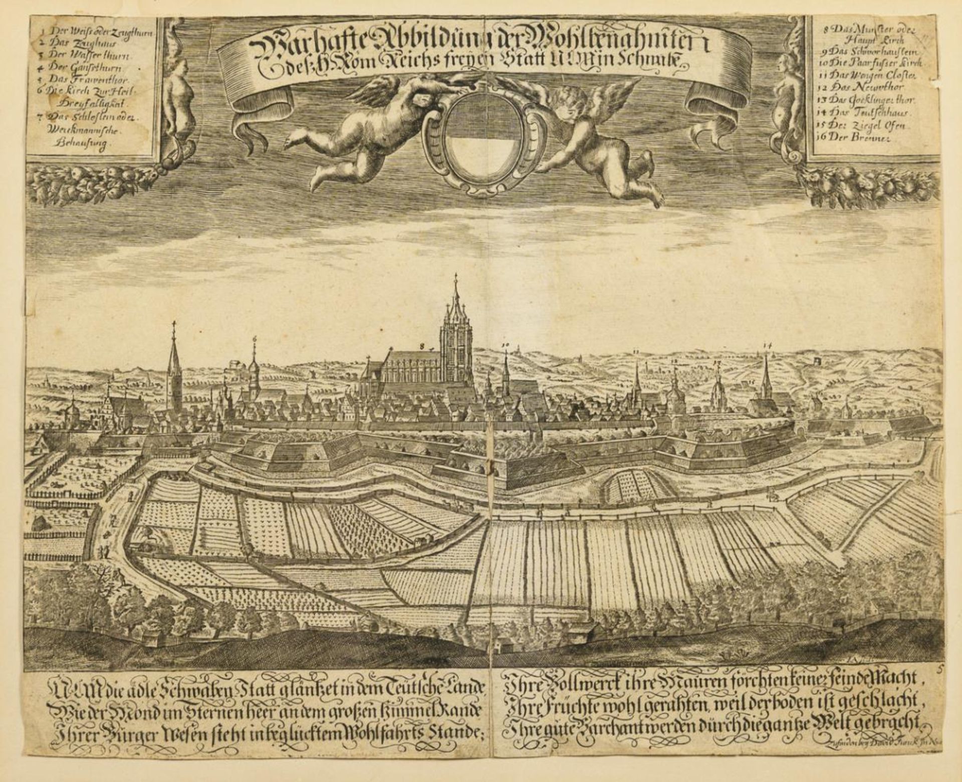 AZELT, Johann (1654 Nürnberg - 1692 ). Ansicht der Stadt Ulm.