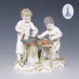 Amoretten als Metzger. Meissen.