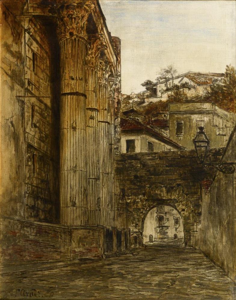 ARNDT, Franz Gustav (1842 Lobsens/Posen - 1905 Dresden-Blasewitz). Römische Tempelruine.