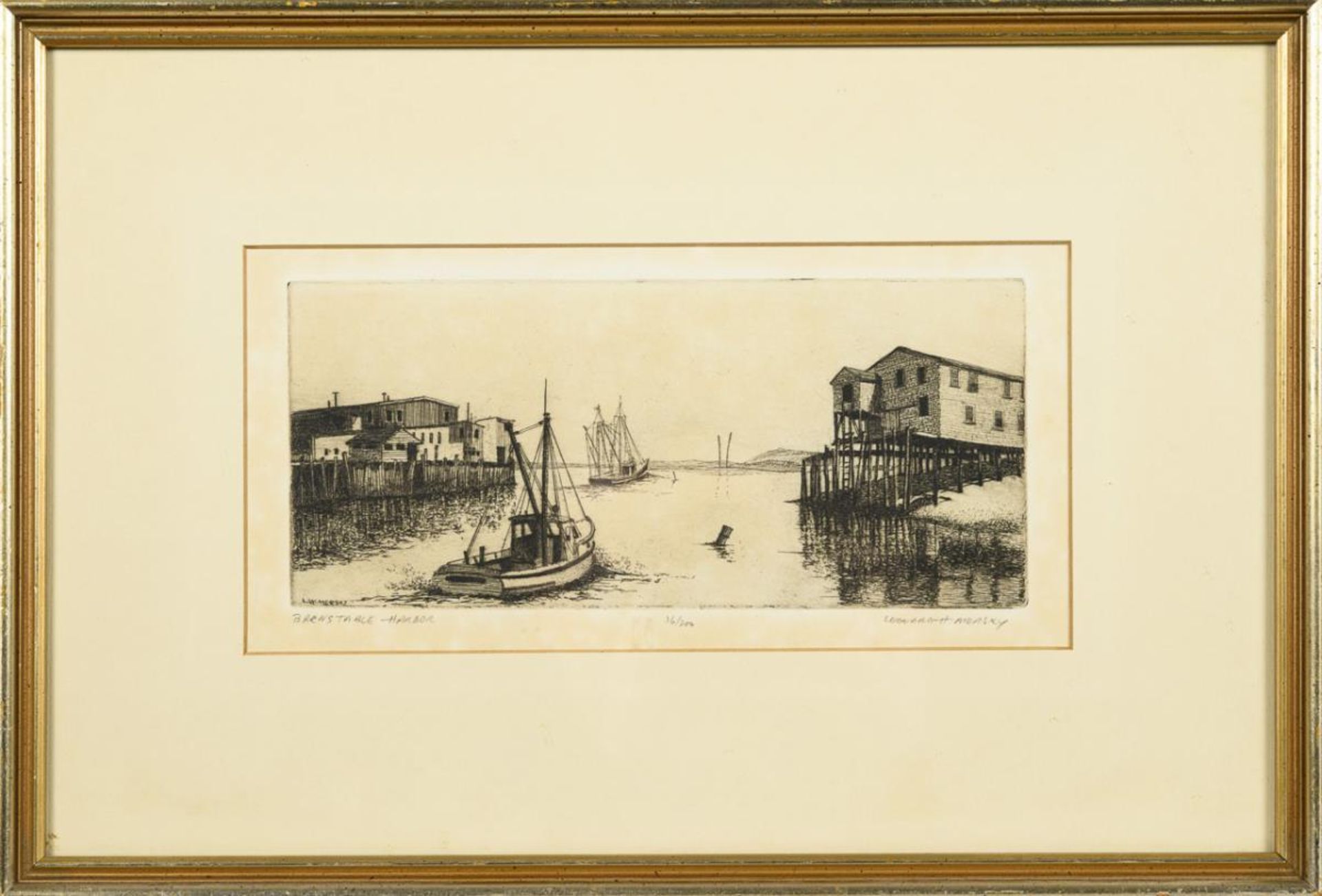 MERSKY, Leonard H. (1917 Boston - 1994). "Barnstable Harbor". - Image 2 of 2