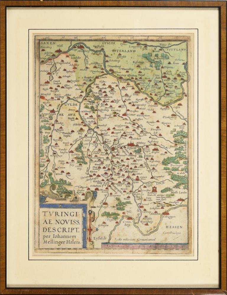 MELLINGER, Johannes (1538 Halle - 1603 Celle). Landkarte von Thüringen. - Image 2 of 2