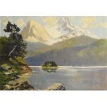 ACKERMANN-PASEGG, Otto (1882 Plauen - 1959 Krailing). "Zugspitze mit dem Eibsee".