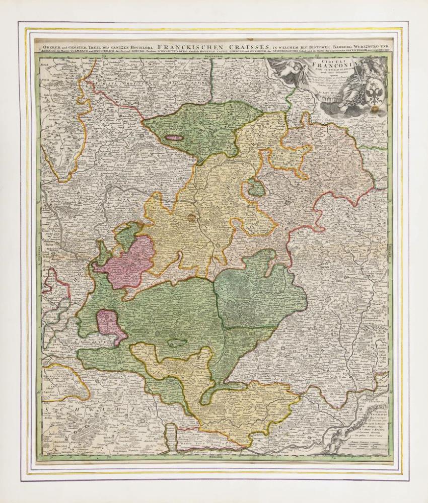 HOMANN, Johann Baptist (1664 Oberkammlach - 1724 Nürnberg). Landkarte des Fränkischen Reichskreises.