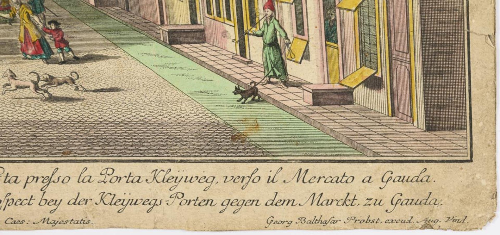 PROBST, Georg Balthasar. Ansicht der belebten Marktstraße der Stadt Gouda. - Bild 2 aus 2