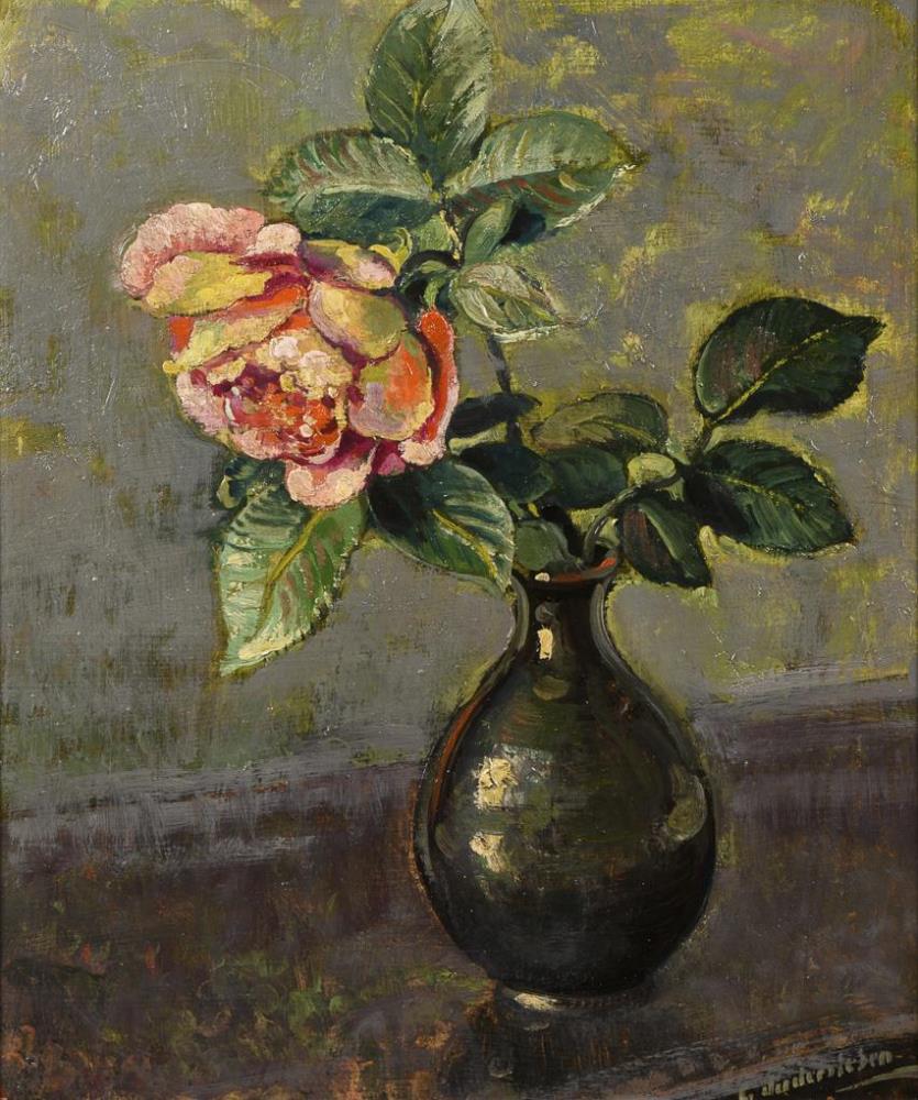 JUDERSLEBEN, Georg (1898 Stadtsulza - 1962 Erfurt). Stillleben mit Rose.