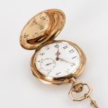 Goldene Savonnette mit Uhrenkette in Etui.. GLOCKEN-UNION, Dürrstein & Co.
