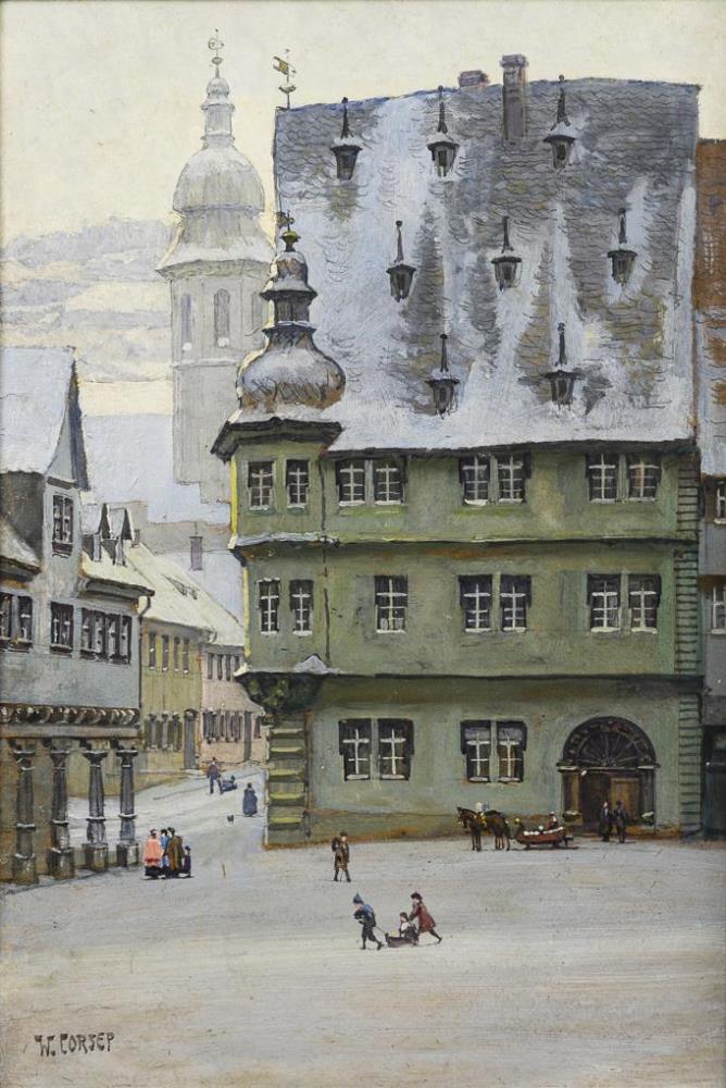 ORSEP, Walter (1862 Wittenberg - 1944 Erfurt). Arnstadt Marktplatz mit Güldener Greif und Oberkirche