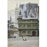 ORSEP, Walter (1862 Wittenberg - 1944 Erfurt). Arnstadt Marktplatz mit Güldener Greif und Oberkirche